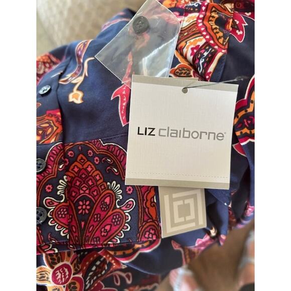 Liz Claiborne Navy Paisley Print Dress Size XL NWT - Picture 6 of 6